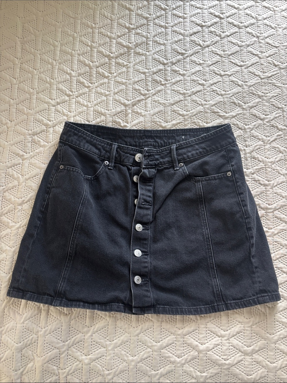 American Eagle Outfitters Black Button-Front Mini Skirt